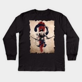 Japanese Samurai Warrior Retro Vintage Japan Bushido Kids Long Sleeve T-Shirt